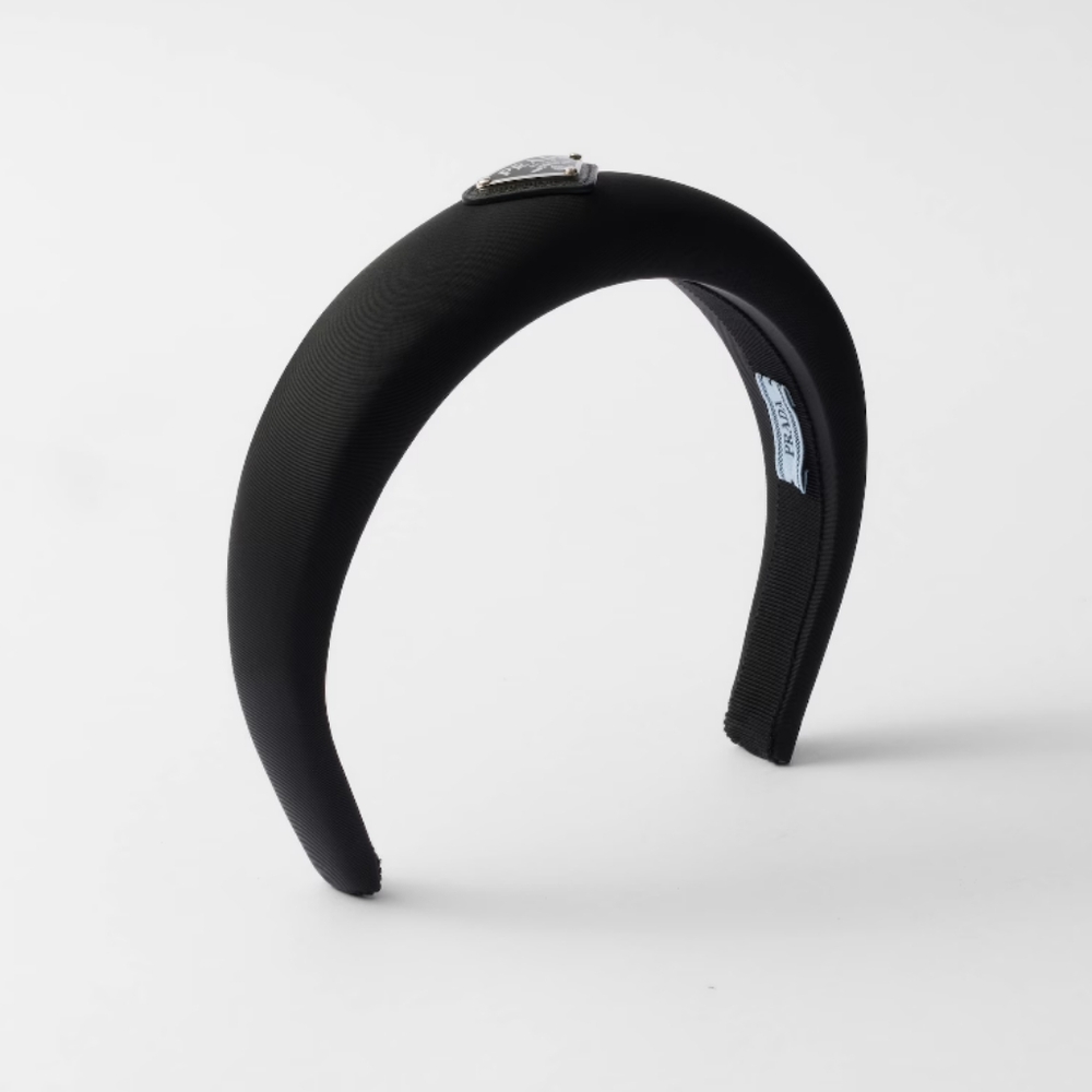 Prada Black Padded Headband with Triangle Logo - Picture 8 of 16